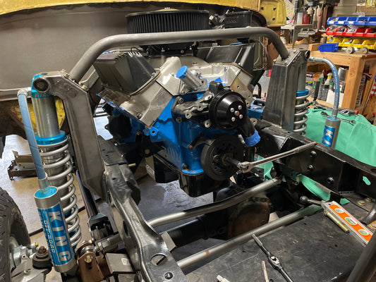 McEntire Shock Mounts shown with customer fabricated crossmember